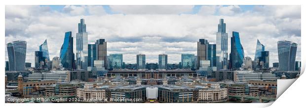 Mirror effect London skyline and skyscrapers Print by Milton Cogheil
