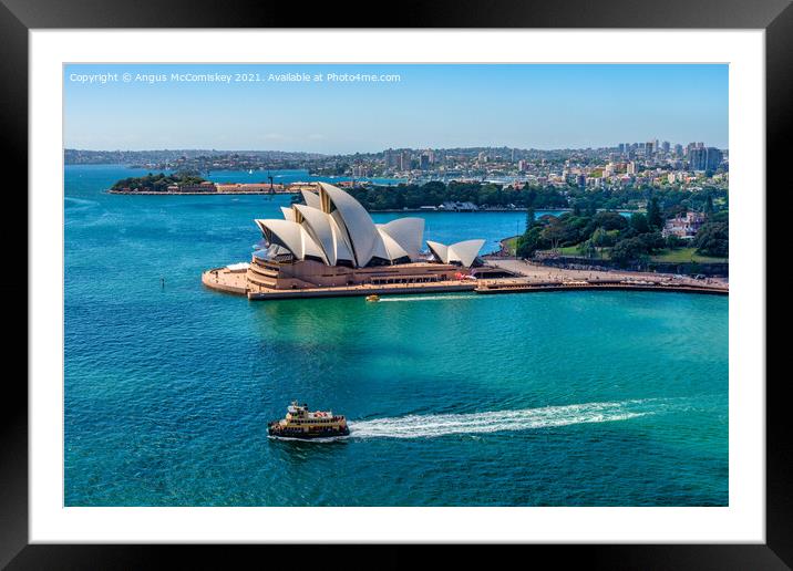 Sydney Opera House and ferry Framed Mounted Print by Angus McComiskey