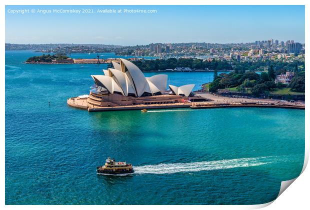 Sydney Opera House and ferry Print by Angus McComiskey