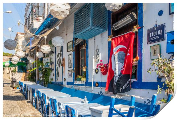 restaurant in Alacati, Turkey Print by Kevin Hellon