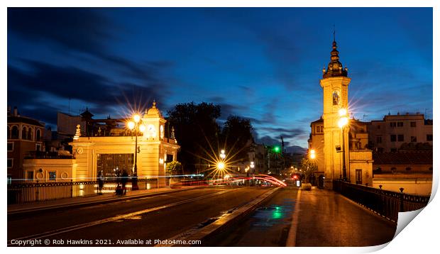 Seville Bridge Nightscape Print by Rob Hawkins