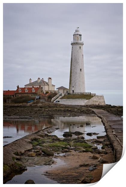 St Mary's Lighthouse, Whitley Bay Print by Rob Cole