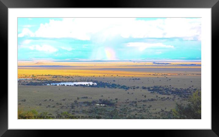 Landscape with rainbow Klein Karoo, near Cradock South Africa Framed Mounted Print by Pieter Marais