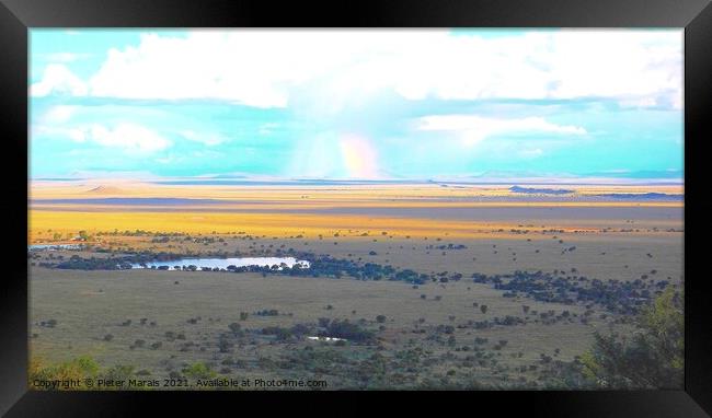 Landscape with rainbow Klein Karoo, near Cradock South Africa Framed Print by Pieter Marais