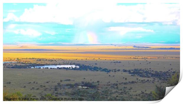 Landscape with rainbow Klein Karoo, near Cradock South Africa Print by Pieter Marais