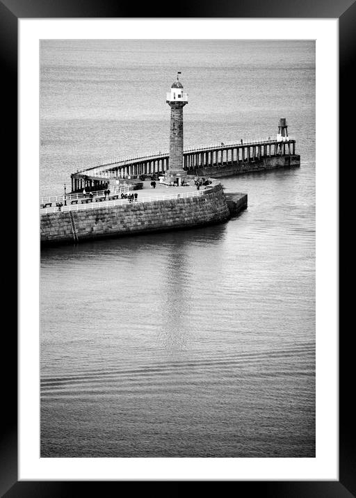 Whitby West Pier Framed Mounted Print by Neil Overy