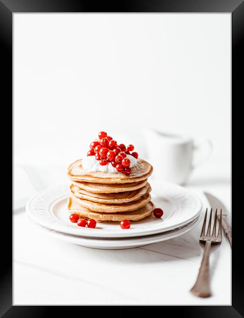 American Pancakes, Cranberry Fruits Framed Print by Radu Bercan