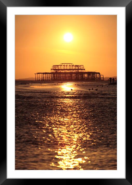 Brighton West Pier at Sunset Framed Mounted Print by Neil Overy