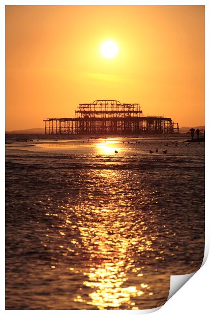 Brighton West Pier at Sunset Print by Neil Overy