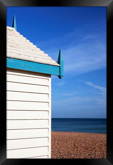 Beach Hut on Brighton Beach Framed Print by Neil Overy