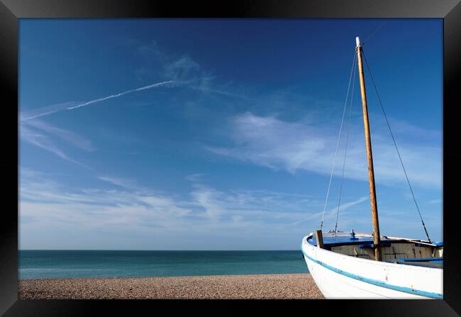 Fshing Boat on Brighton Beach Framed Print by Neil Overy