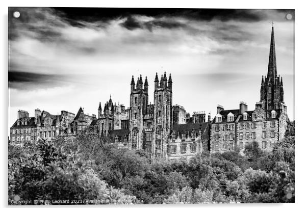 New College University of Edinburgh Scotland. Acrylic by Philip Leonard