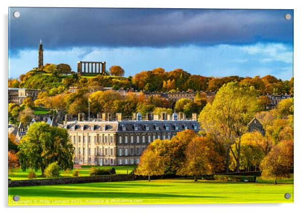 Holyrood Palace & Calton Hill Edinburgh Scotland. Acrylic by Philip Leonard