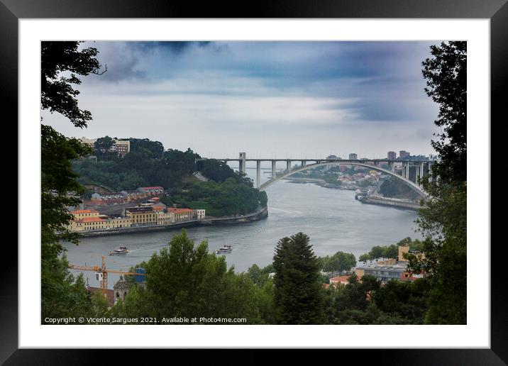 Arrabida bridge on Douro river Framed Mounted Print by Vicente Sargues