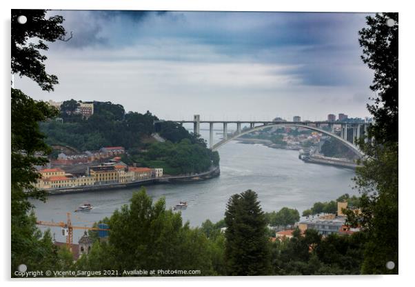 Arrabida bridge on Douro river Acrylic by Vicente Sargues