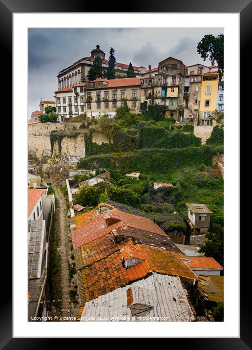 Roofs and houses in Porto Framed Mounted Print by Vicente Sargues