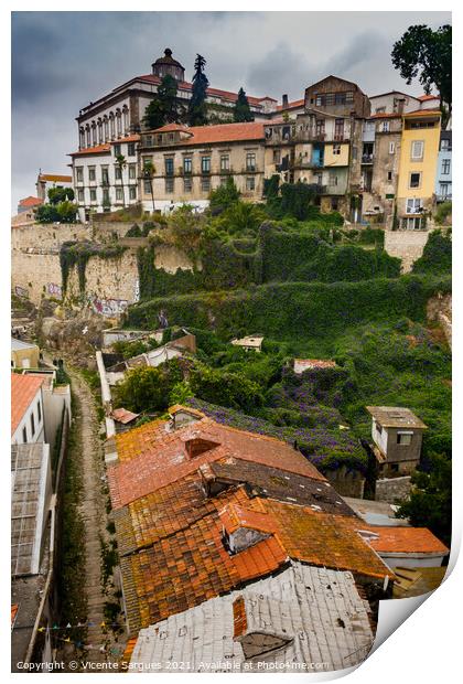 Roofs and houses in Porto Print by Vicente Sargues