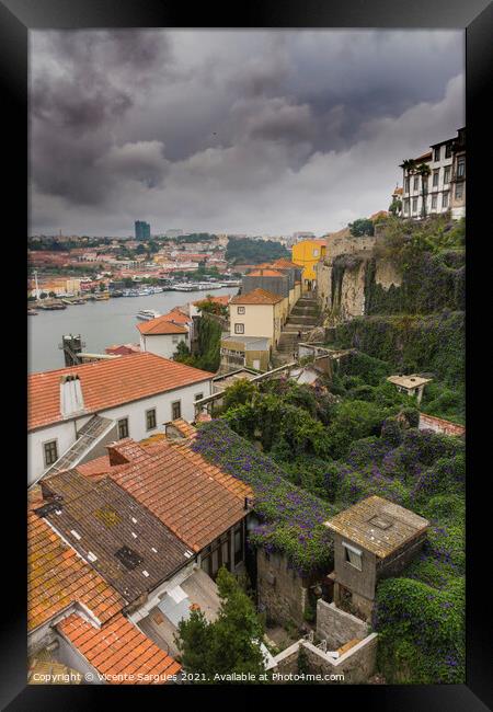 Roofs of old houses in Porto Framed Print by Vicente Sargues