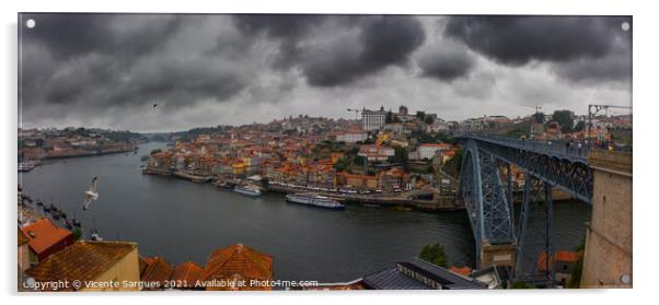 Douro river an Luiz I bridge Acrylic by Vicente Sargues