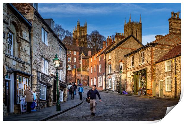 Steep Hill and the Cathedral. Print by Bill Allsopp