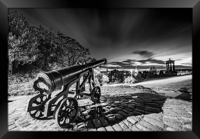 Portugese Cannon on Calton Hill Edinburgh. Framed Print by Philip Leonard