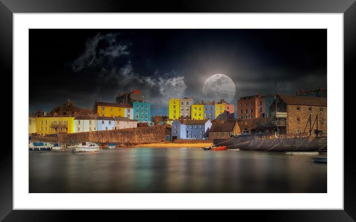 Tenby harbour Pembrokeshire Framed Mounted Print by Leighton Collins