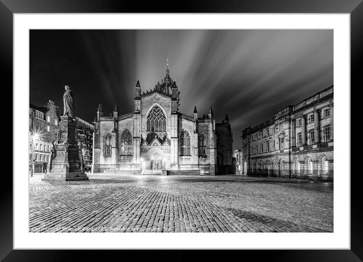 St. Giles Cathedral Edinburgh Scotland at Night. Framed Mounted Print by Philip Leonard