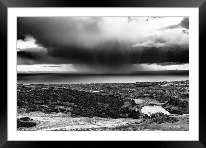 Dramatic Rain Storm over Portobello Edinburgh Scotland. Framed Mounted Print by Philip Leonard