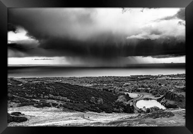 Dramatic Rain Storm over Portobello Edinburgh Scotland. Framed Print by Philip Leonard