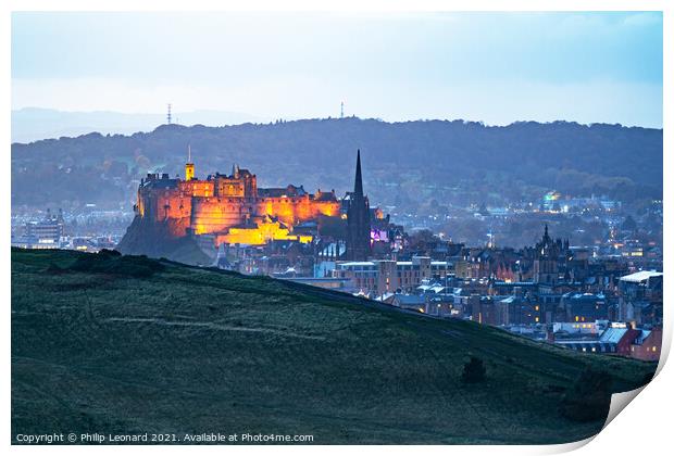 Edinburgh Castle View, Edinburgh Scotland. Print by Philip Leonard