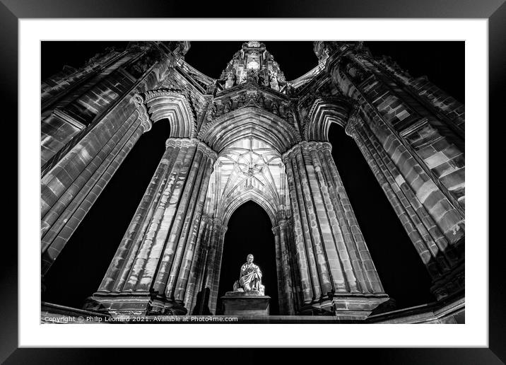 Scott Monument Edinburgh Scotland. Framed Mounted Print by Philip Leonard