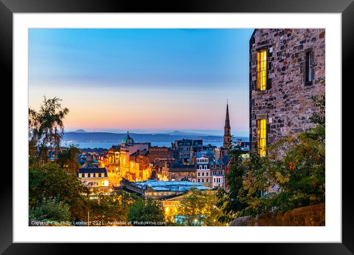 View from Ramsay Lane just off the Royal Mile Edinburgh Scotland. Framed Mounted Print by Philip Leonard