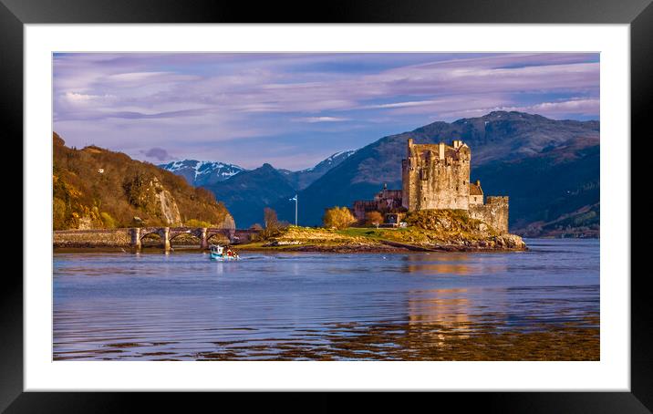 Eilean Donan Castle and Fishing Boat Framed Mounted Print by John Frid