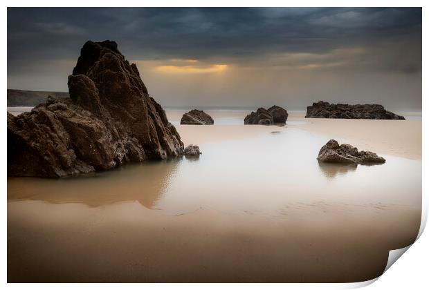 The rocky beach at Marloes Sands in West Wales UK Print by Leighton Collins