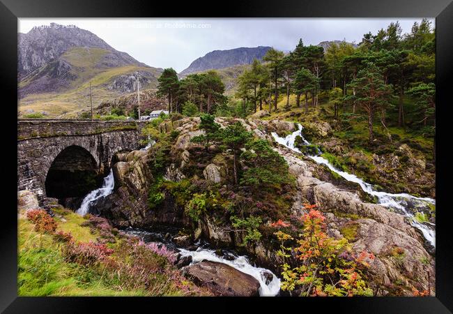 Afon Ogwen Waterfall Snowdonia Wales Framed Print by Pearl Bucknall