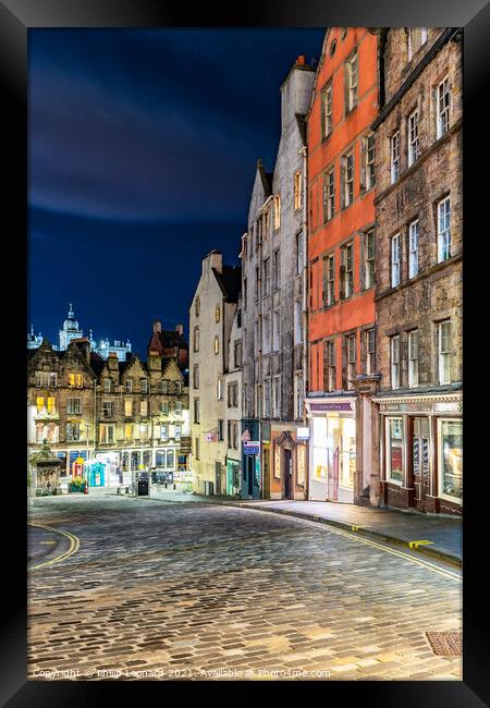 Victoria Street Edinburgh Scotland. Framed Print by Philip Leonard