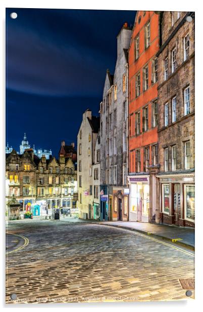 Victoria Street Edinburgh Scotland. Acrylic by Philip Leonard