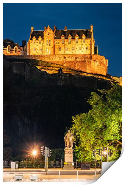 Edinburgh Castle at Night. Print by Philip Leonard