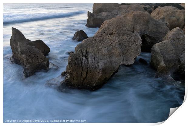 Natural Rocky Sculptures and smooth sea waves in G Print by Angelo DeVal