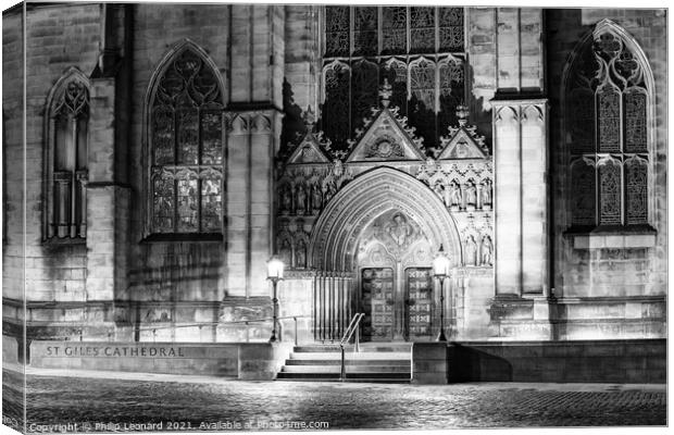 St Giles Cathedral Edinburgh Scotland at Night. Canvas Print by Philip Leonard