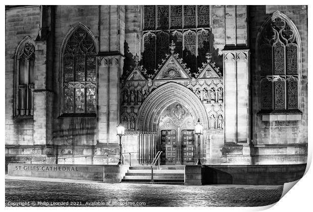 St Giles Cathedral Edinburgh Scotland at Night. Print by Philip Leonard