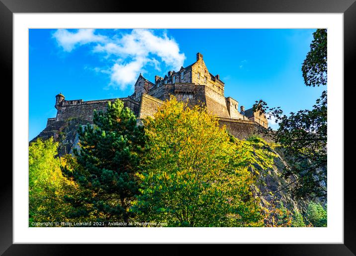 Edinburgh Castle and Autumn Colours, Edinburgh Scotland. Framed Mounted Print by Philip Leonard