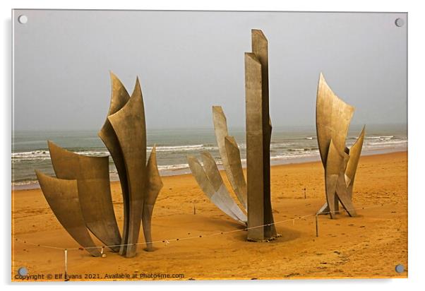 Omaha Beach Sculpture  Acrylic by Elf Evans