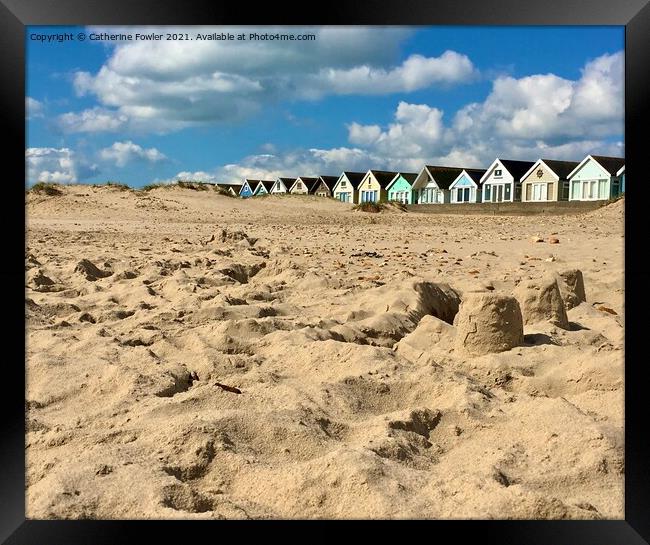Sandcastles and Beach Huts Framed Print by Catherine Fowler