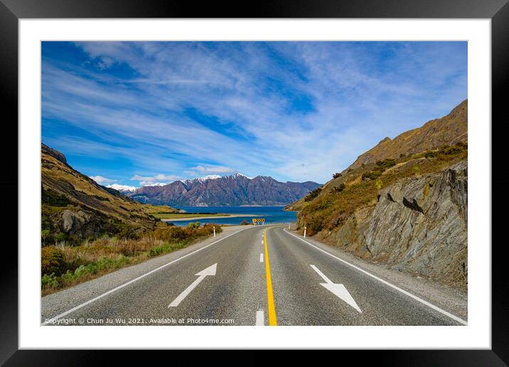 Road trip in winter in New Zealand Framed Mounted Print by Chun Ju Wu