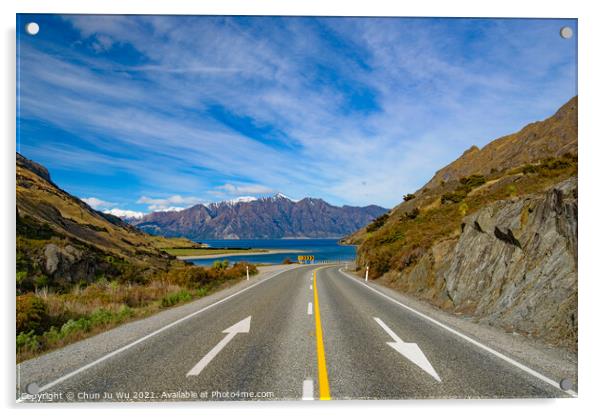 Road trip in winter in New Zealand Acrylic by Chun Ju Wu