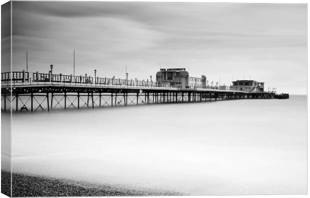 Worthing Pier in Black and White Canvas Print by Neil Overy