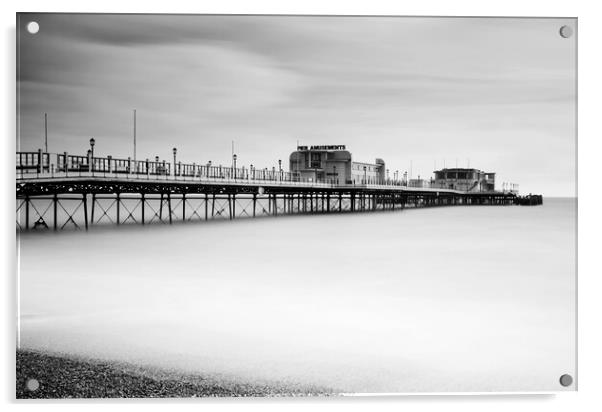 Worthing Pier in Black and White Acrylic by Neil Overy