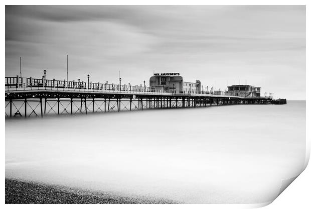 Worthing Pier in Black and White Print by Neil Overy