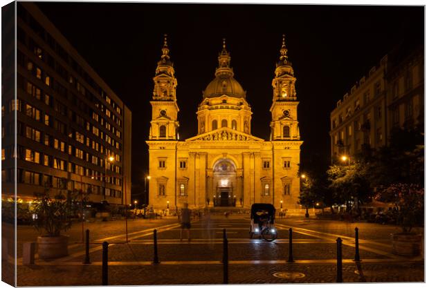 St. Stephen's Basilica at Night in Budapest Canvas Print by Artur Bogacki
